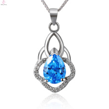 Colgante de diseño de lágrima azul hermoso de plata de ley 925